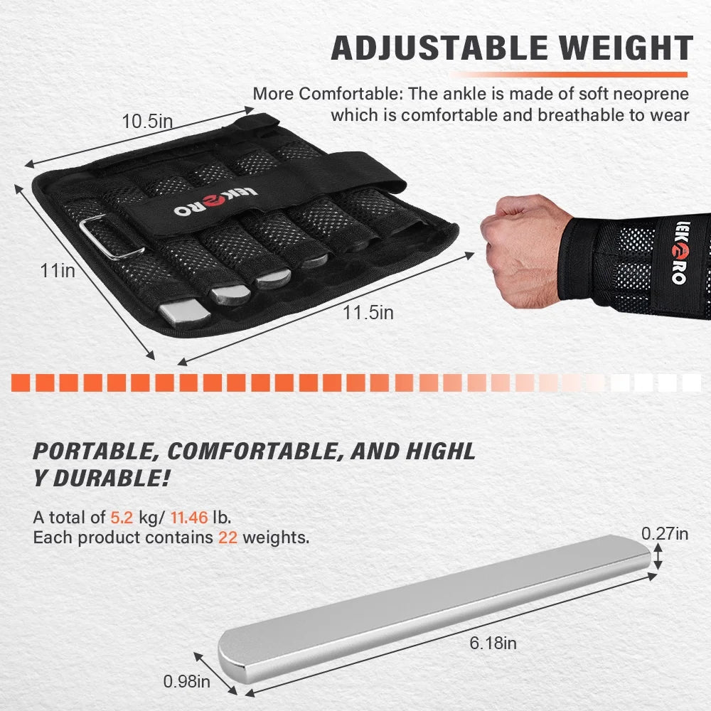 Wrist Arm Weights, Adjustable Wrist Weights, Removable Wrist Ankle Weights for Men Women, for Fitness, Walking, Jogging, Workout, Running, 1Pair 2 Pack