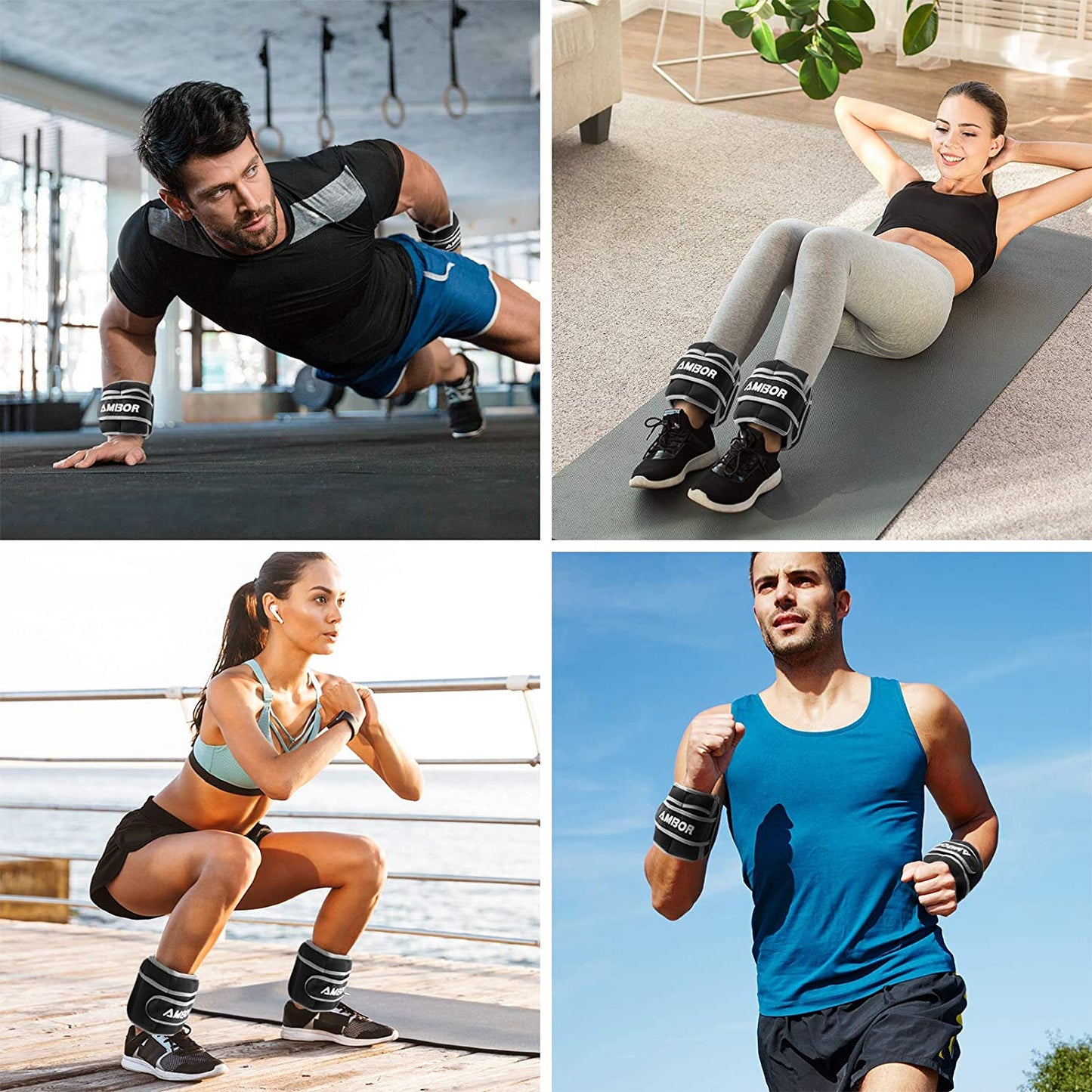 Adjustable Ankle Weights and Wrist Weights Set for Men and Women - Black