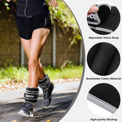 Adjustable Ankle Weights and Wrist Weights Set for Men and Women - Black