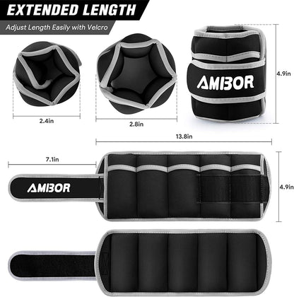 Adjustable Ankle Weights and Wrist Weights Set for Men and Women - Black