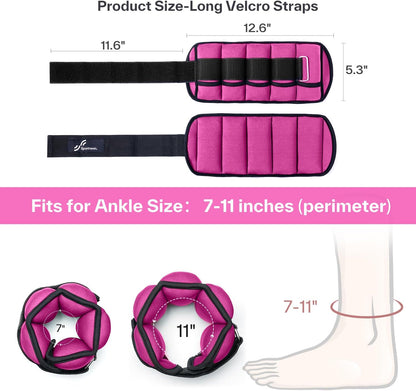 Adjustable Ankle Weights - 7 lbs/Pair for Strength Training, Yoga, Walking, Running, Aerobics, and Physical Therapy with Secure Straps for Men and Women