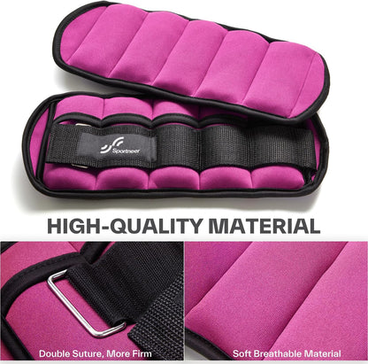 Adjustable Ankle Weights - 7 lbs/Pair for Strength Training, Yoga, Walking, Running, Aerobics, and Physical Therapy with Secure Straps for Men and Women