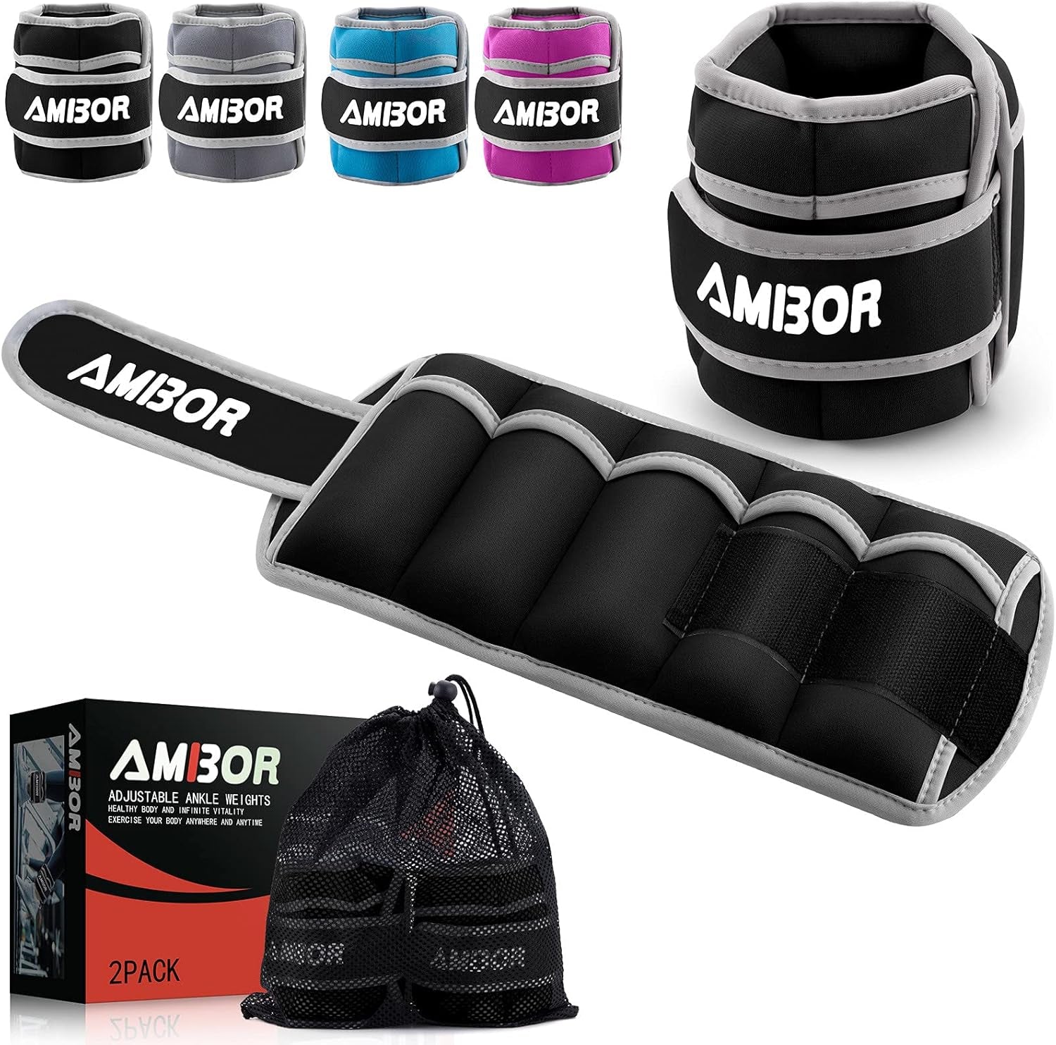 Adjustable Ankle Weights and Wrist Weights Set for Men and Women - Black